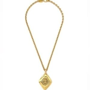 Chanel Vintage Diamond Shaped CC Charm Necklace